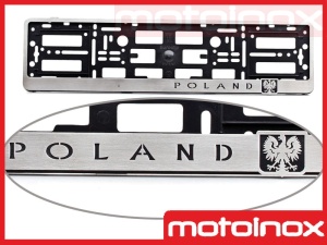 POLAND and EMBLEM Ramka do tablicy rejestracyjnej - różne wzory, stal nierdzewna - PREMIUM 