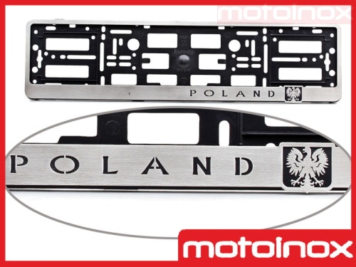 POLAND ramka i podkładka pod tablice rejestracyjne - zdjęcie 150 stopni - MOTOINOX.PL